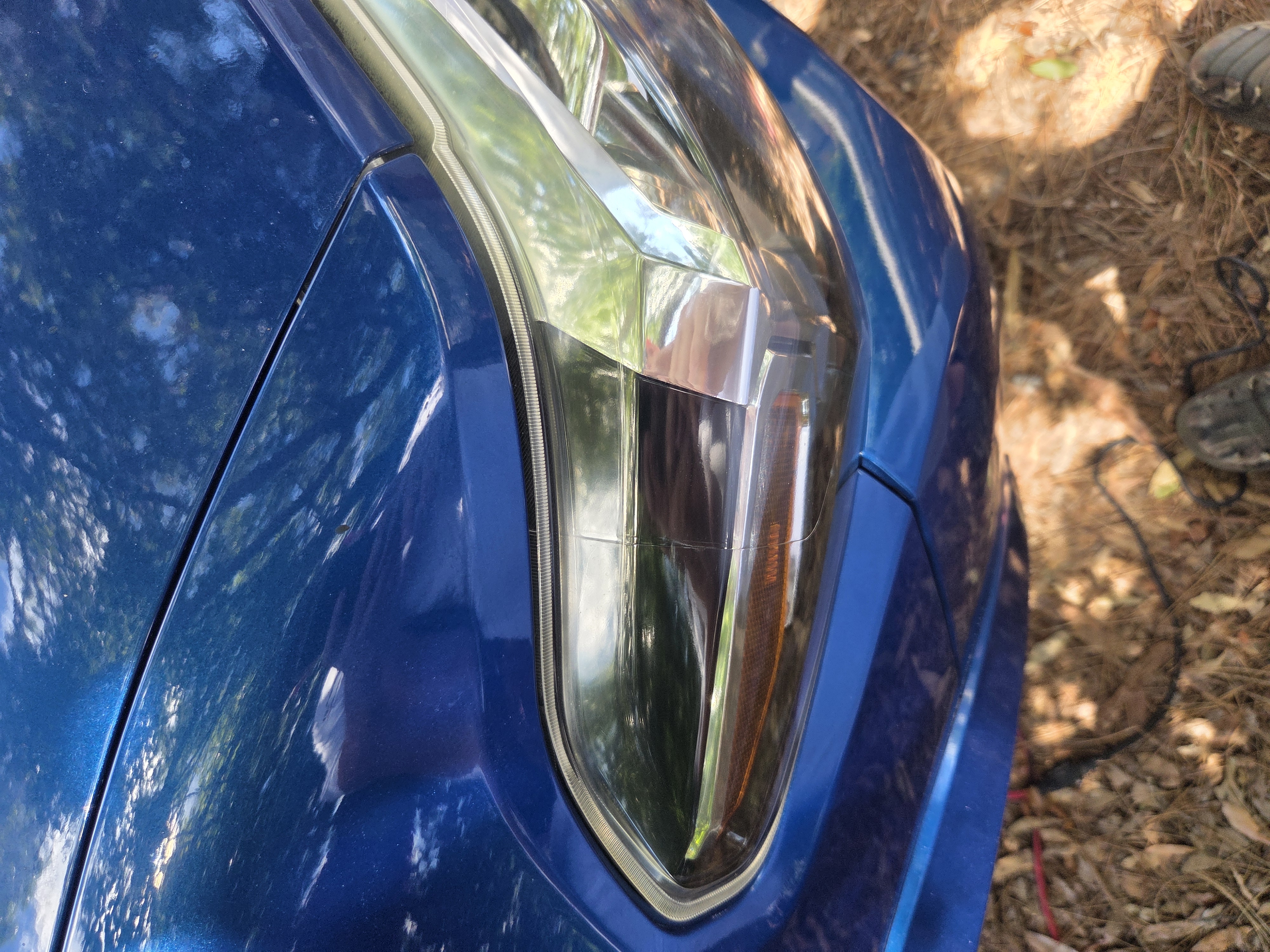 Clear, restored headlight after restoration, angle 2